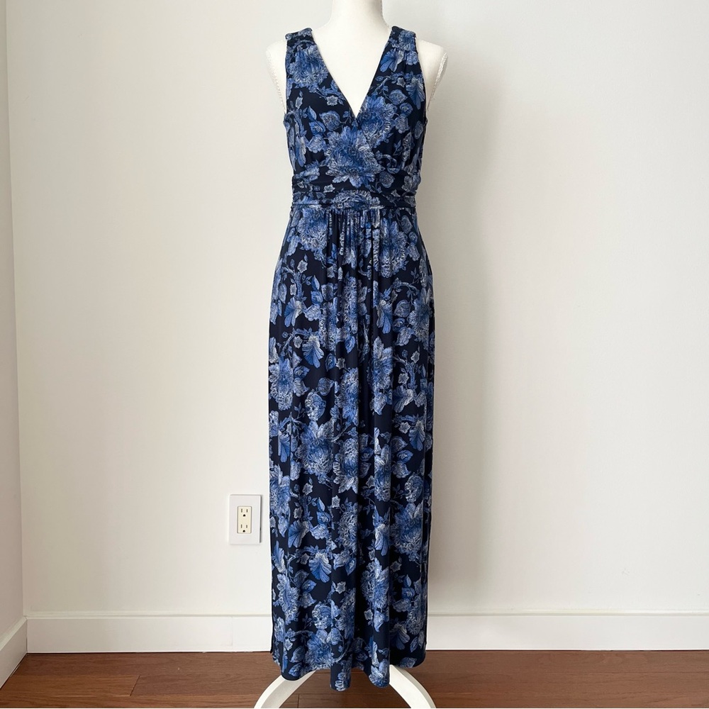 NWT Tommy Hilfiger Blue Floral Maxi Dress Size 6 Tropical Resortwear Stretchy
